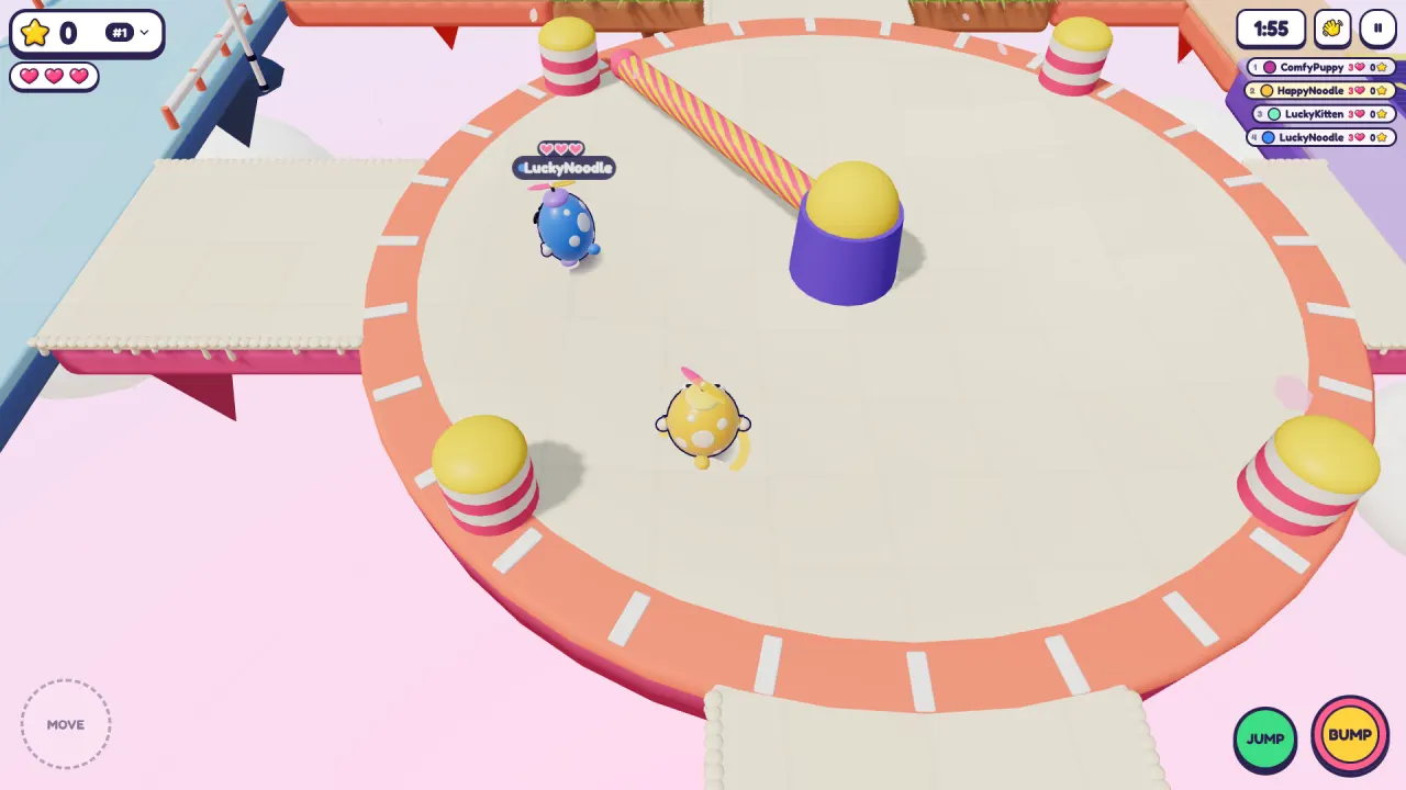 Bumplings racing around the Bumper Bowl